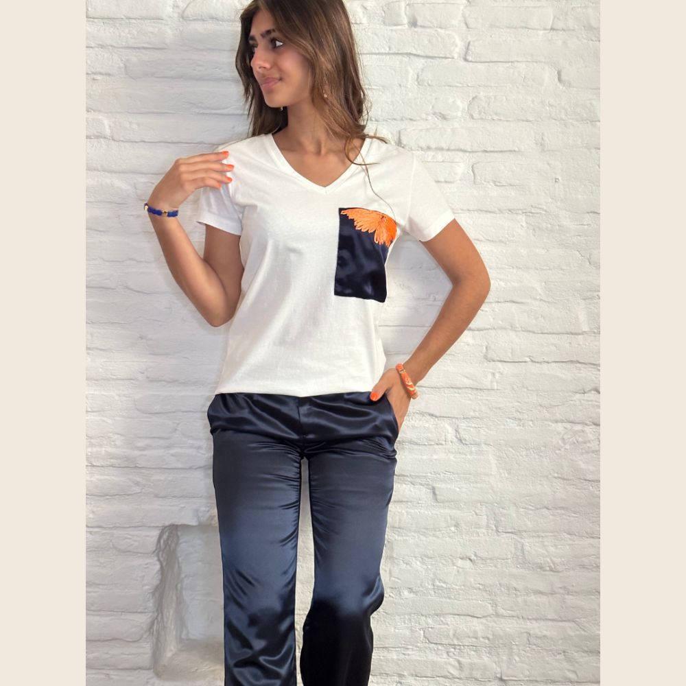 DEDIKATE Pantalon Jim Marine Blanc – Image 2
