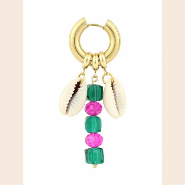 THE SHELL DEALER Boucles d'oreilles Mono Émeraude fuchsia