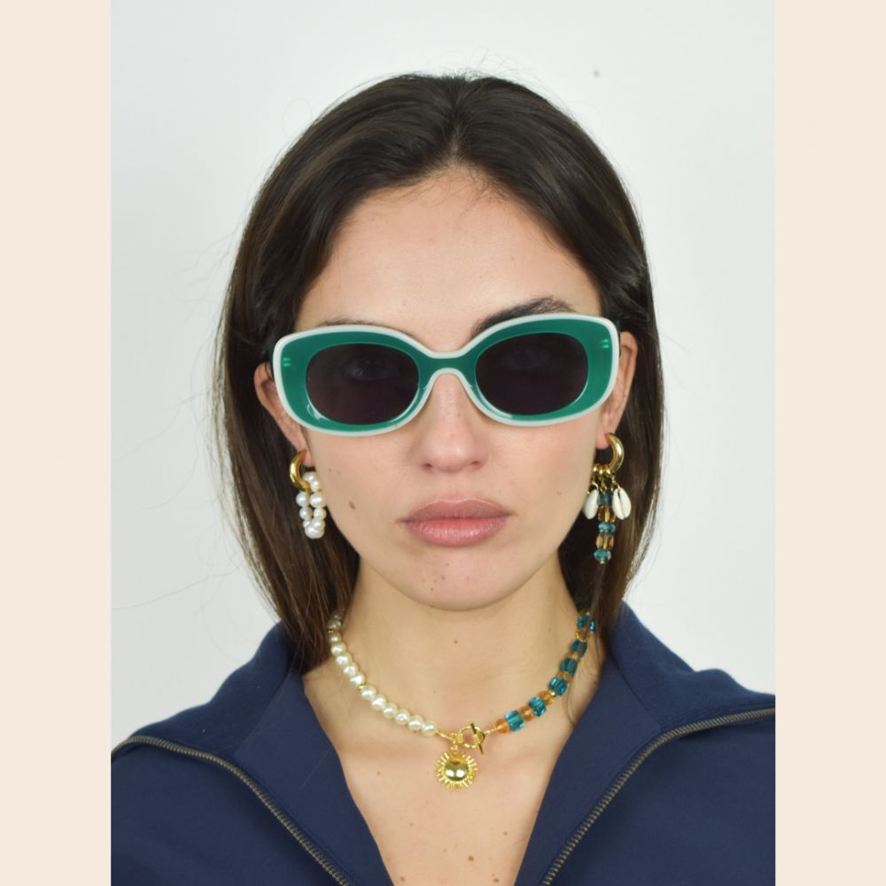 THE SHELL DEALER Boucles d'oreilles Sunshine Mono Bleu Sable – Image 2