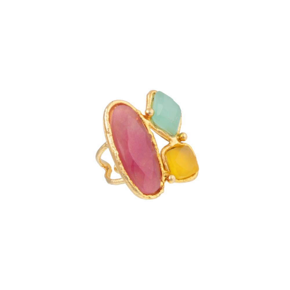 SYLVIA TOLEDANO bague TRIO jade-larimar-onyxjaune – Image 2